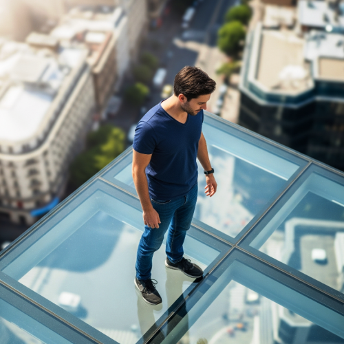 man standing on glass reduced